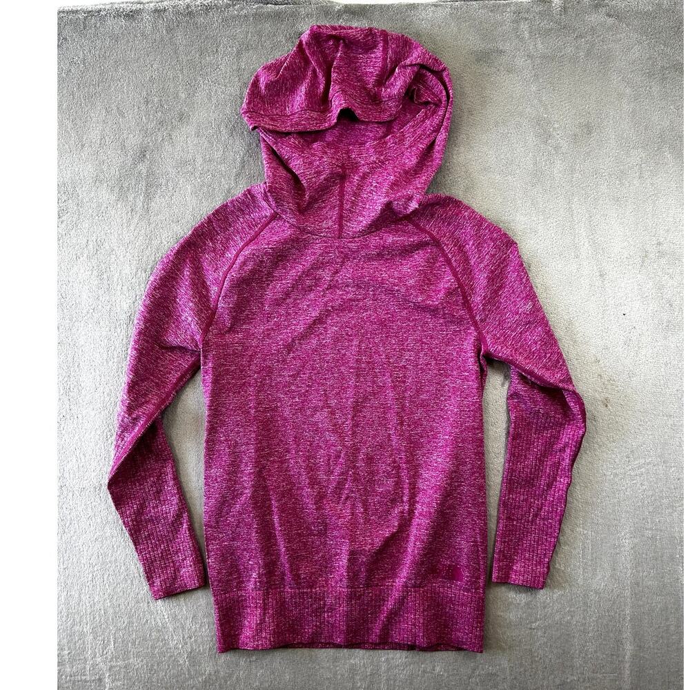 The North Face Women Pink Heather‎ Hooded Knit Pullover Sweater Casual Small
